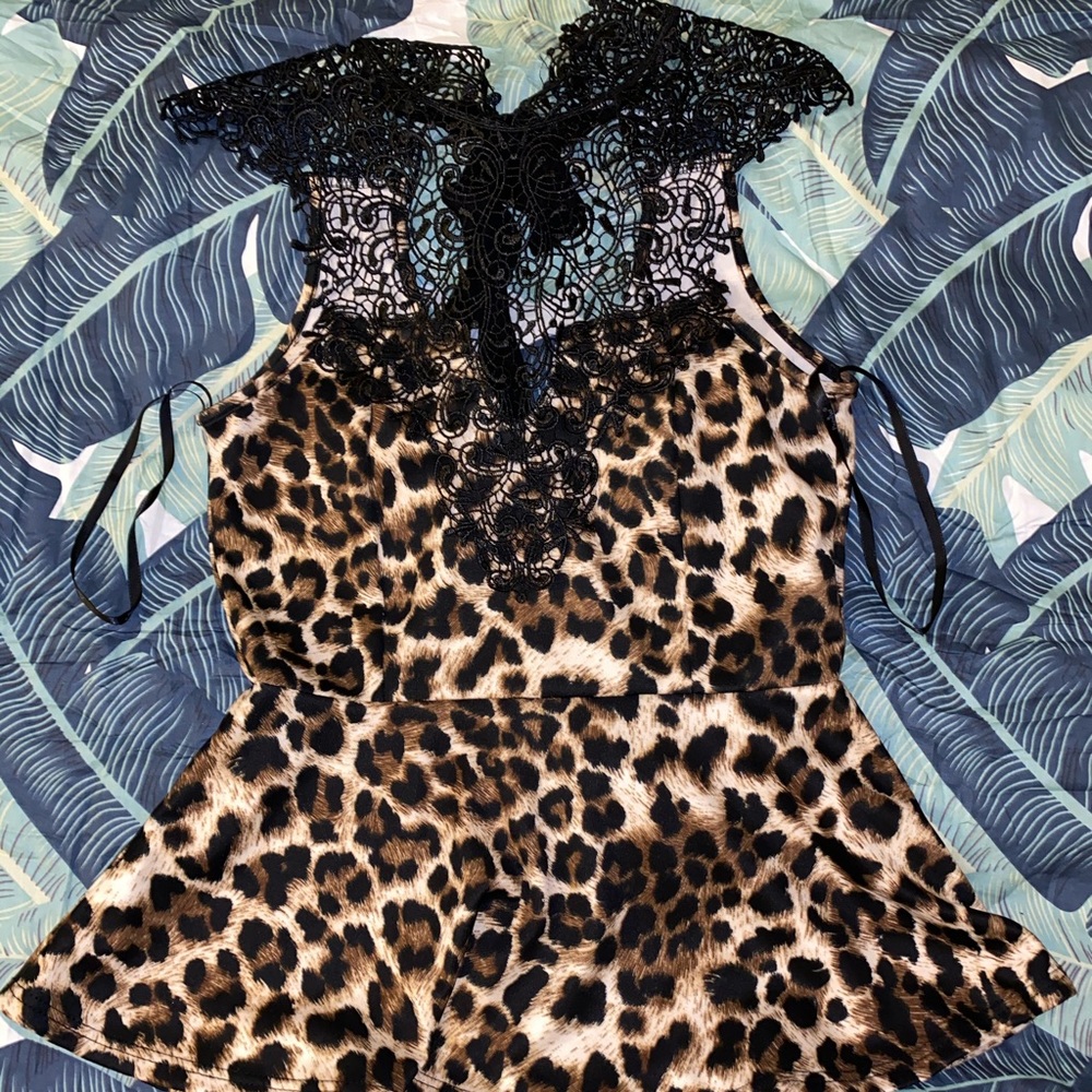 Cheetah print, lace, peplum top